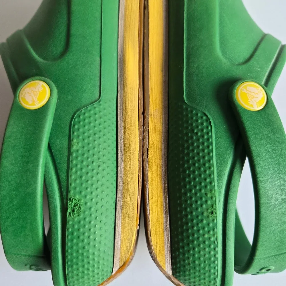 Crocs Retro Runner Green Yellow Clogs Mens 9 Womens 11 Scooby Doo Jibbitz Charm